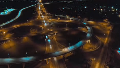 night aerial view of a complex highway interchange