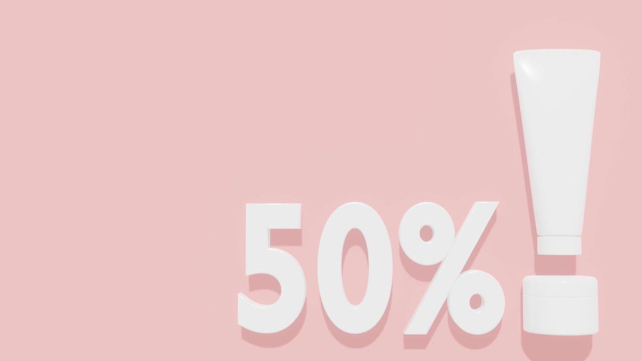 la venta de cosméticos blancos tiene un descuento del 50 por ciento.