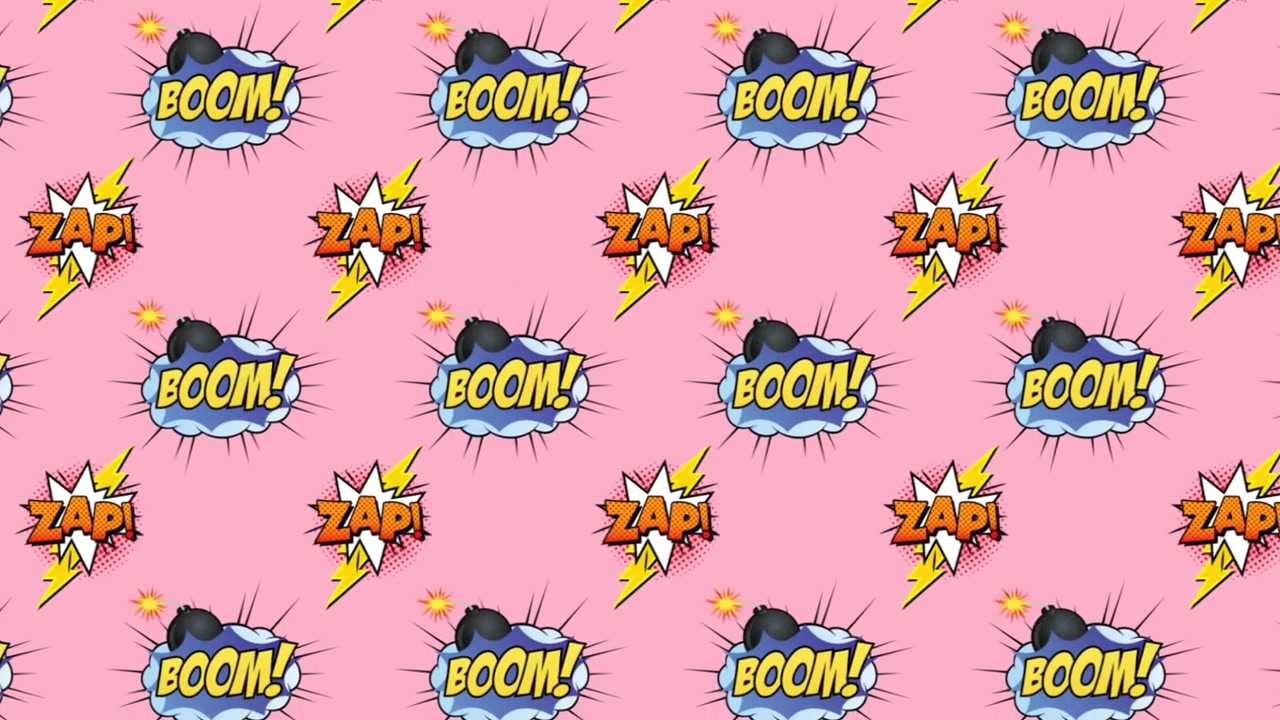 Tegneserie 4 alternativer: tekst og retro snakkebobler mot rosa bakgrunn