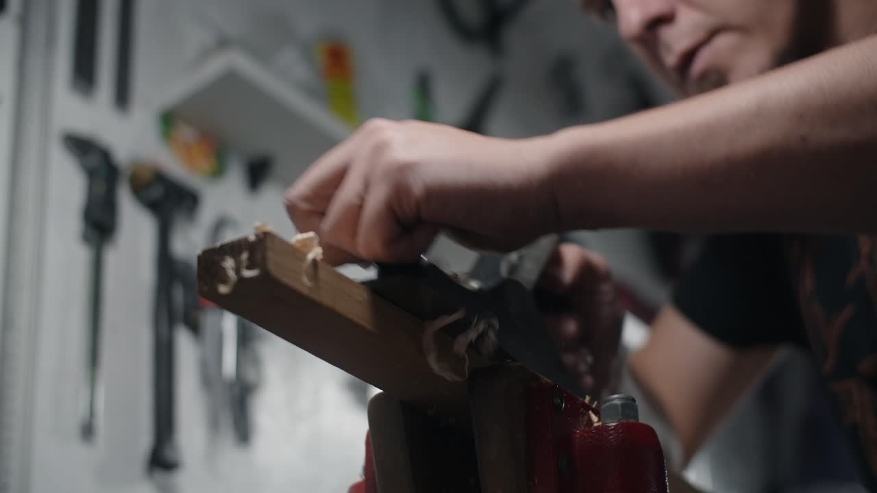 Woodworking Process: Planing a Wooden Plank