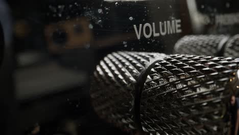 close-up of volume knobs on a guitar amplifier