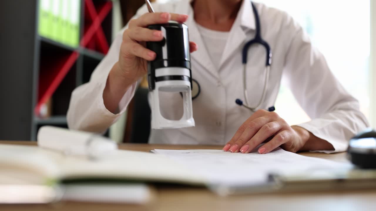 Medical Professional Stamping a Document
