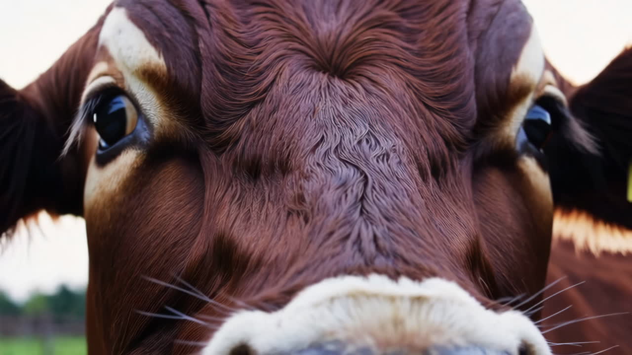 갈색 소의 얼굴의 클로즈업