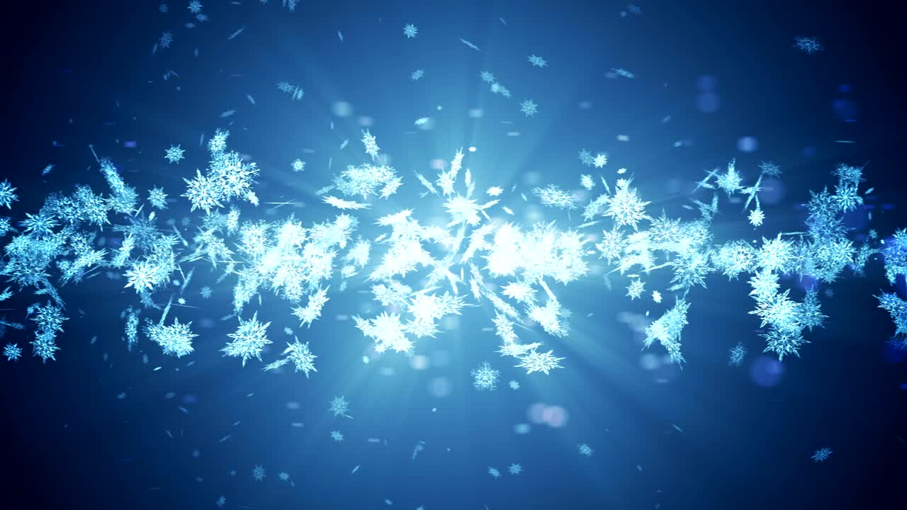 아름다움의 눈송이와 함께 반이는 겨울의 상징, 스핀 눈에서 소용돌이, 겨울 패턴, 아름다움 춤추는 눈송이, 추상적인 루프 애니메이션.