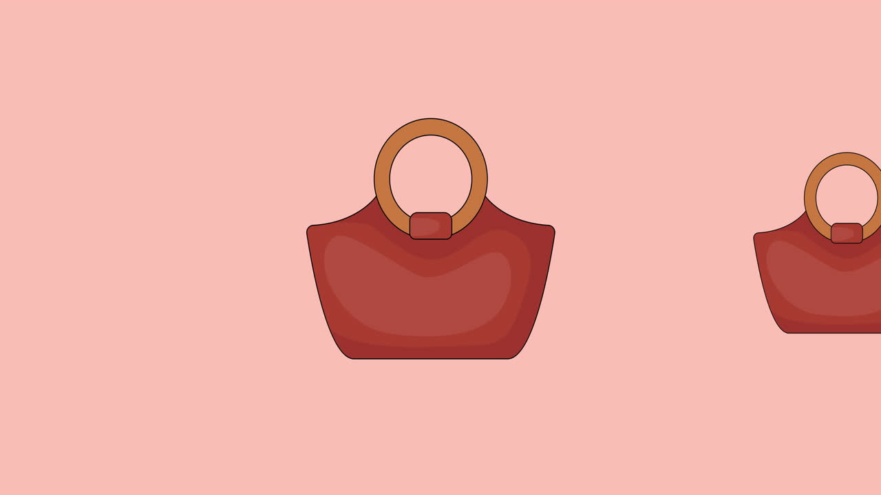 animación de una bolsa de mano roja repetida en un fondo rosa