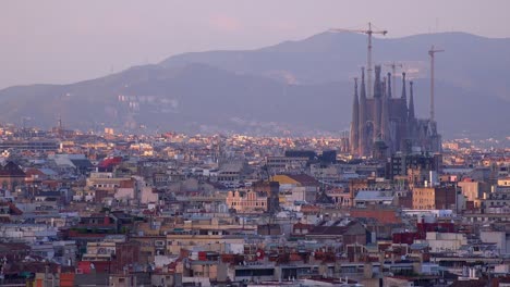 the distant skyline of barcelona spain with sagrada familia distant 1