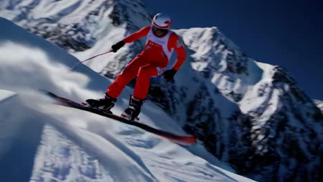 skier in action on a snowy mountain slope