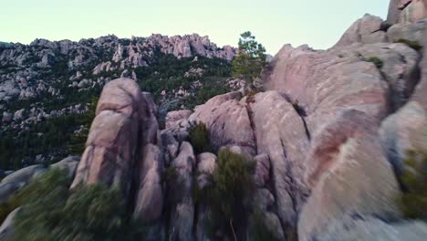 Picos-Montañosos-Y-Bosques-Contra-El-Cielo-Del-Atardecer.