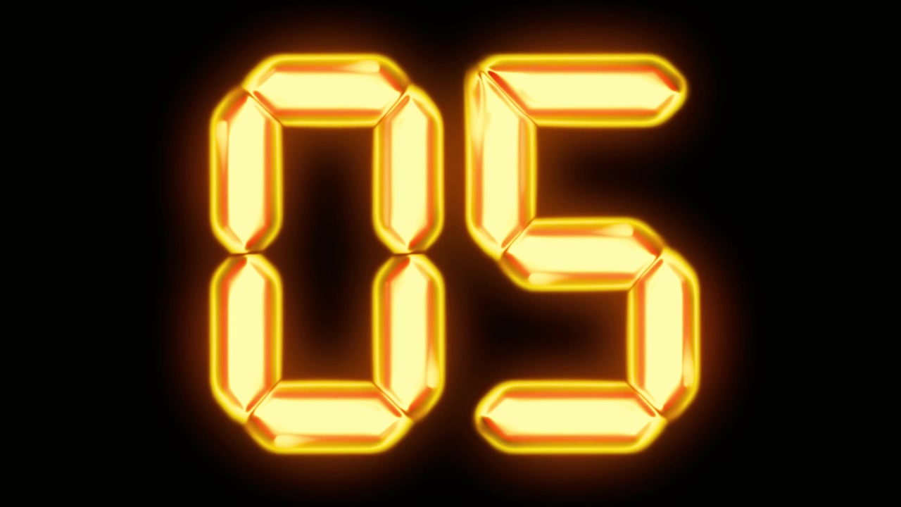 Digital Countdown Timer with Glowing Golden Numbers