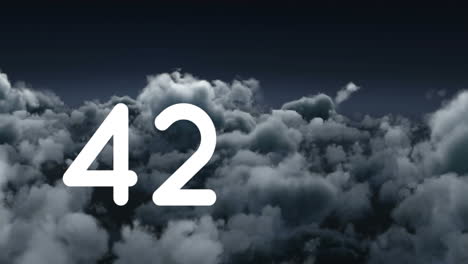 animación de números de conteo sobre las nubes