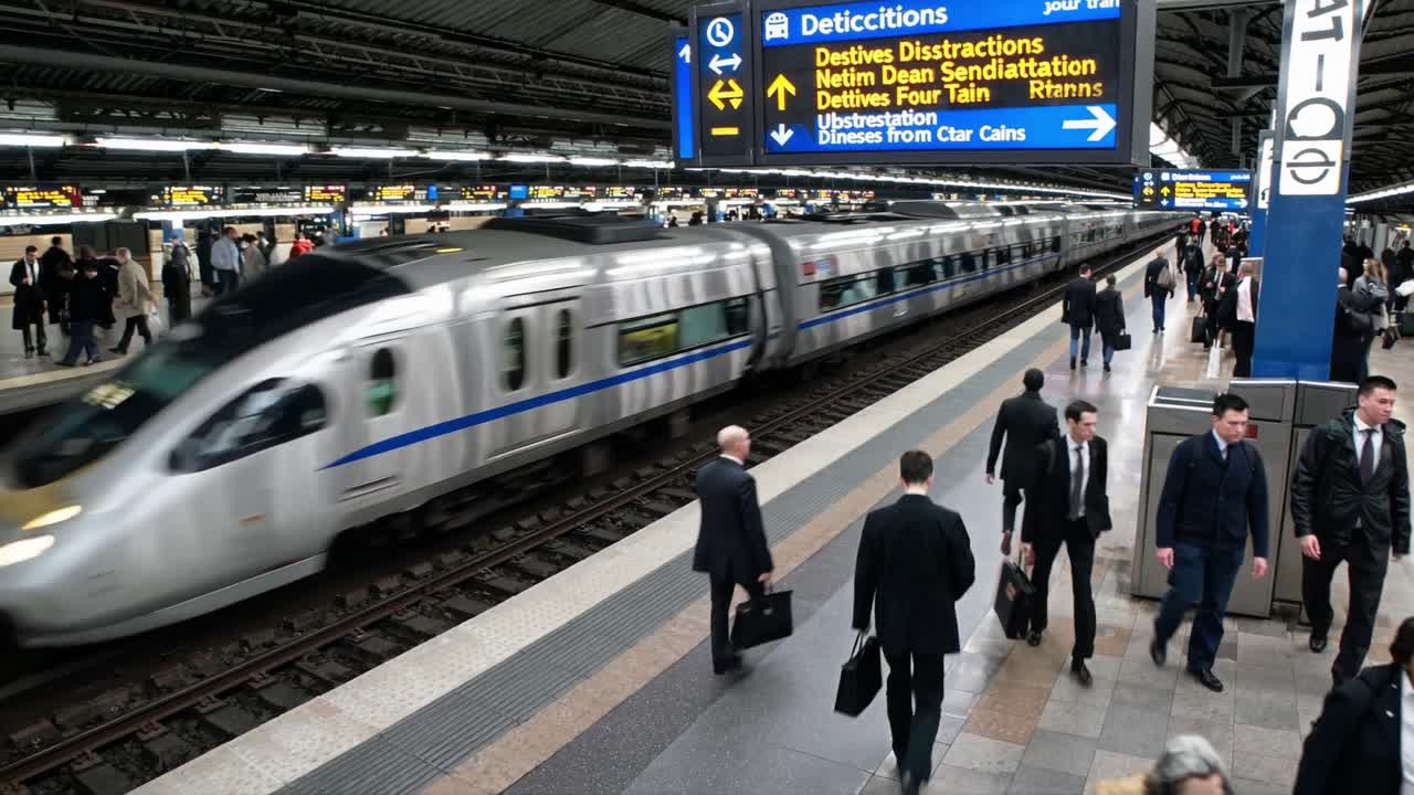 Busy Train Station Platform