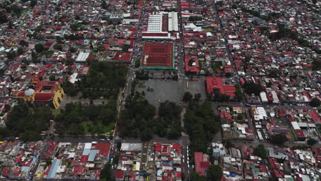 aerial footage of xochimilco borough center, cdmx