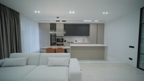 Modern Kitchen Interior with Integrated Living Space