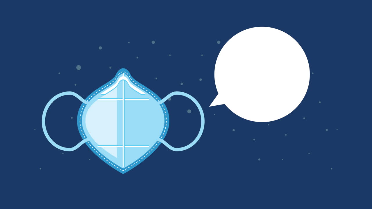 음성 버블 애니메이션을 가진 의료 얼굴 마스크