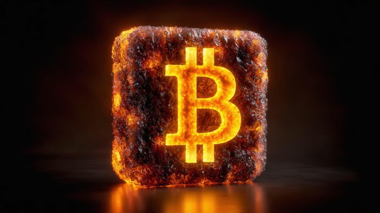Dramatically Rendered Bitcoin Symbol Emanating an Fiery, Glowing Aura Against a Dark Background, Symbolizing the Power and Evolution of Cryptocurrency in Digital Finance