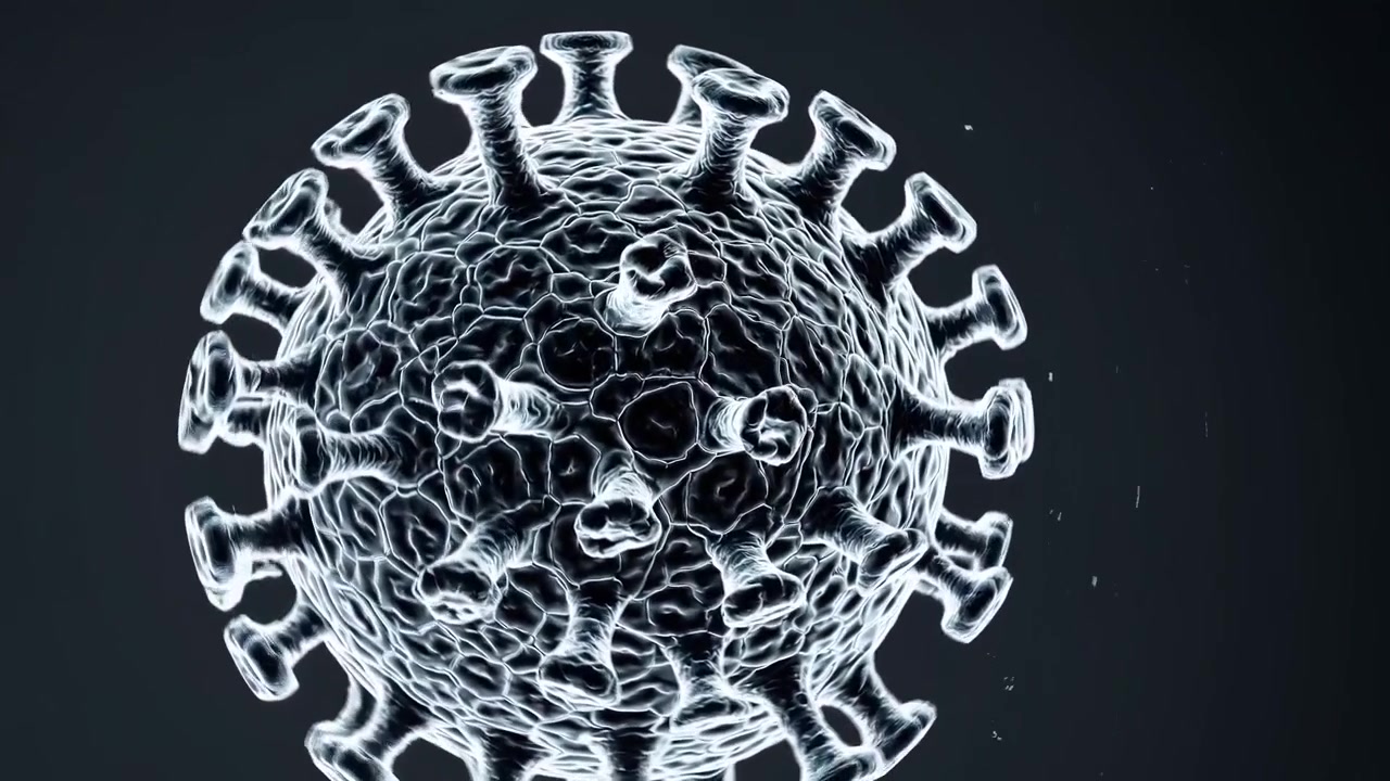 3D Render of a Rotating Virus with Glowing Outline