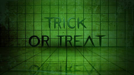 truco o trato en la pared verde en la habitación sucia