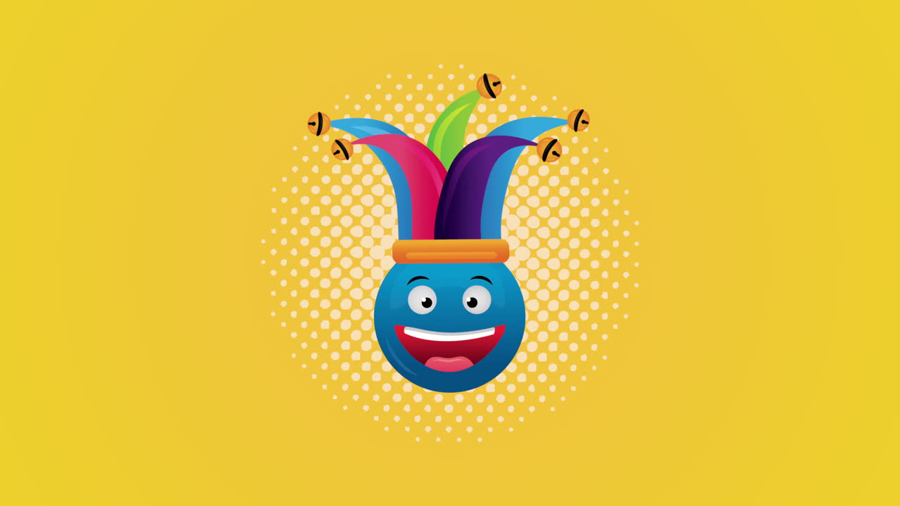 feliz tarjeta del día de los tontos con emoji locos y sombrero de bufón