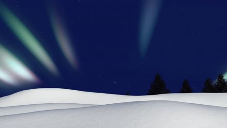 Animation-of-winter-scenery-at-christmas-over-aurora