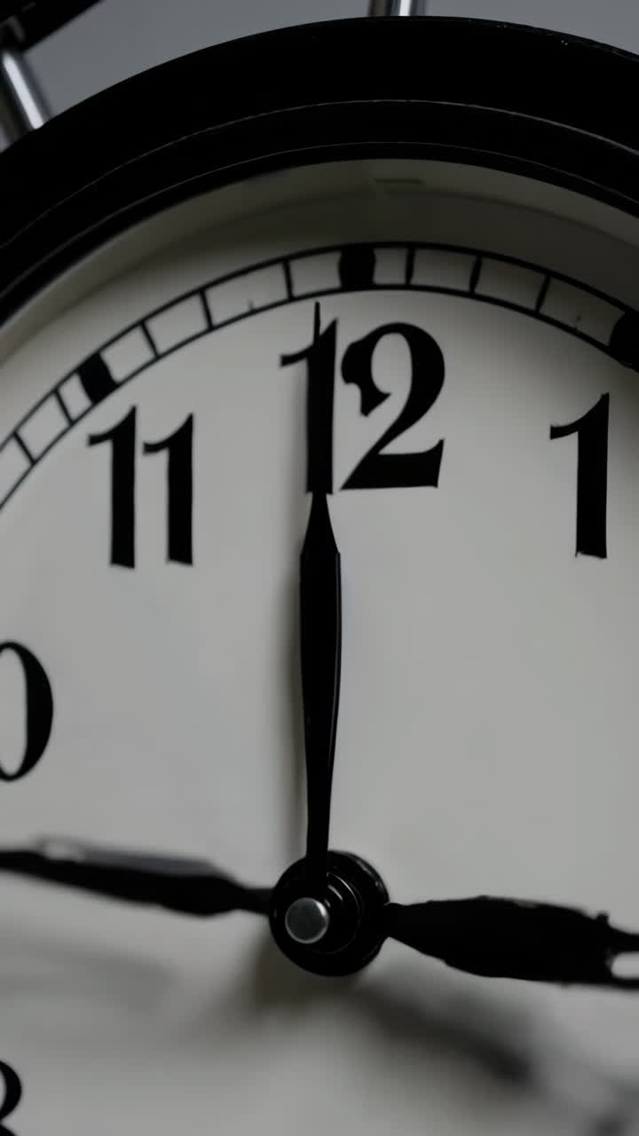 Close-up of a Black and White Analog Clock