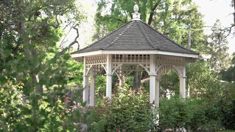 wooden gazebo in the park