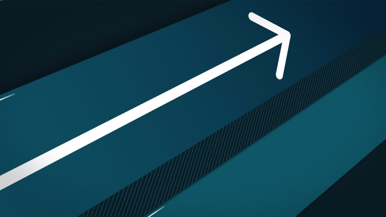 Animation of arrow icon over two blue stripes against textured grey background with copy space