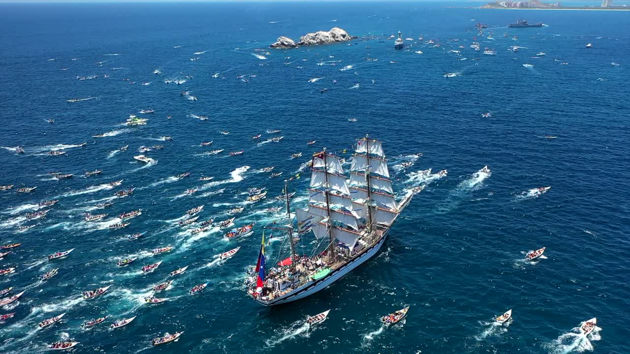 Sailboat procession for Virgen del Valle on Isla de Margarita, vibrant scene