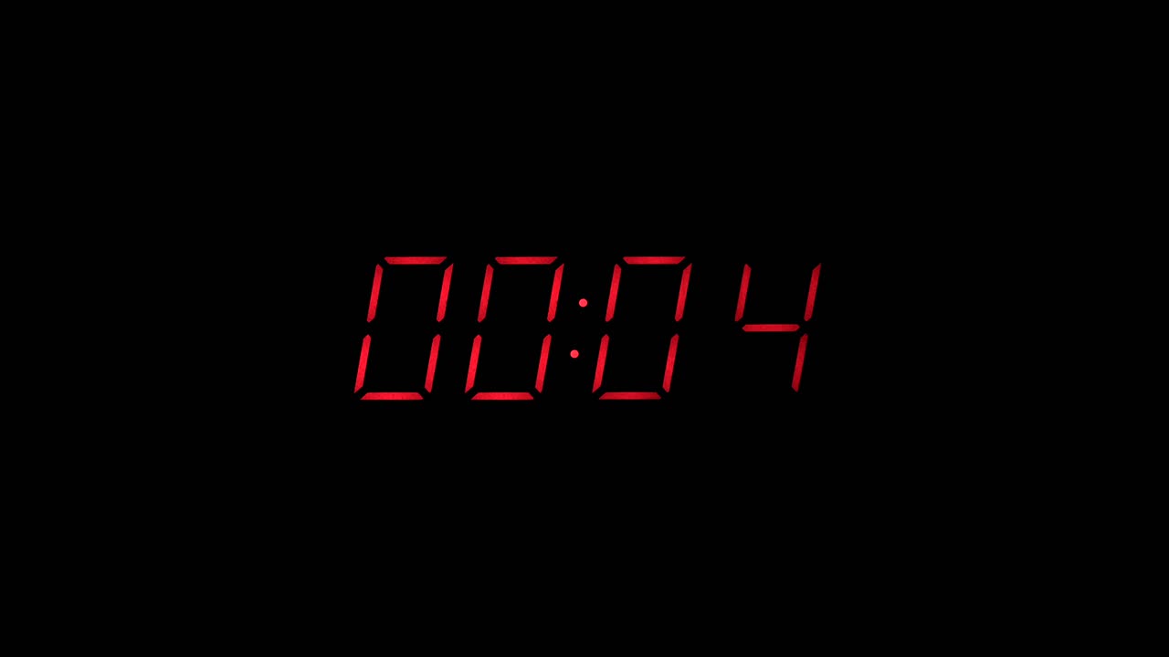 Red digital clock countdown to zero