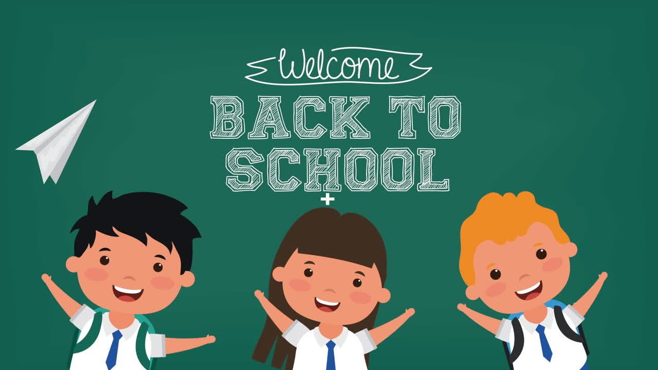 back to school season with kids and chalkboard