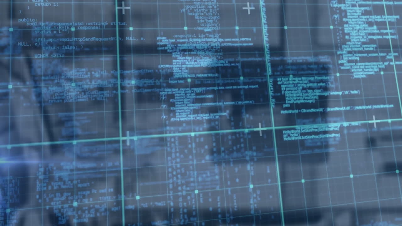 animación del procesamiento de datos y formas en la oficina
