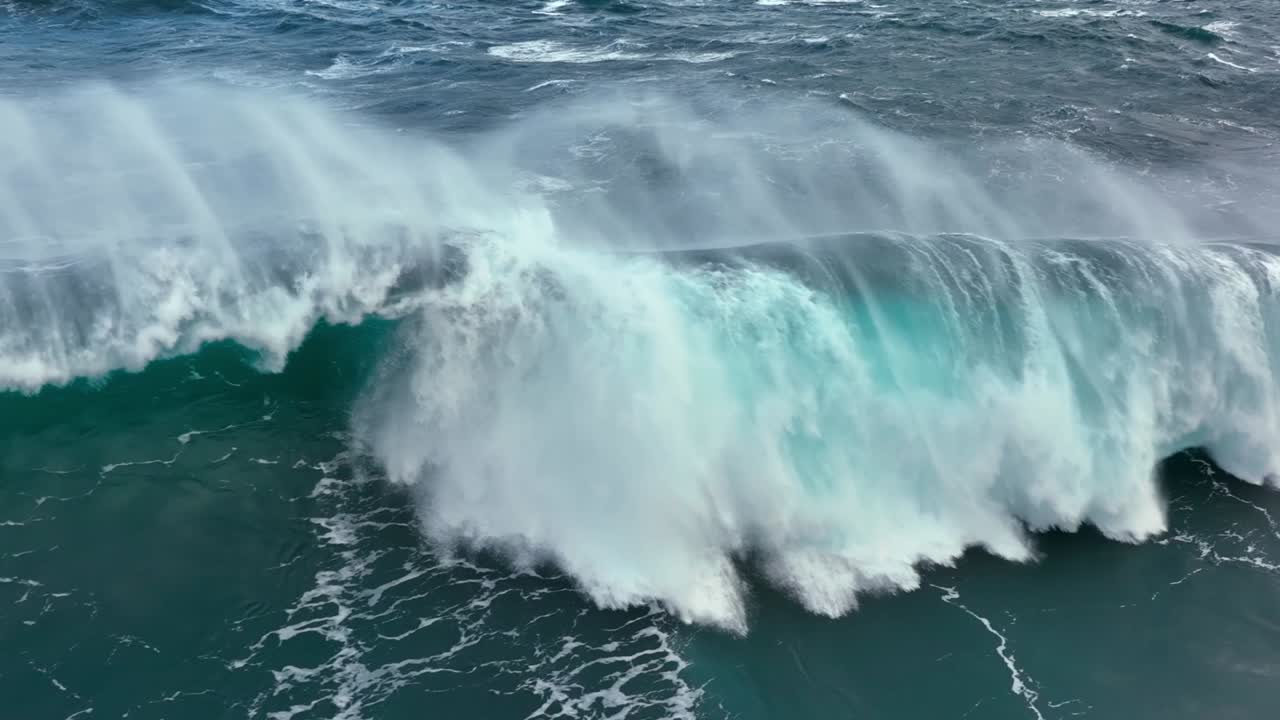 Huge wave breaks in the ocean sea Premium Stock Video Footage