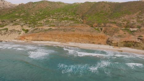 aerial: a beach on karpathos island, greece