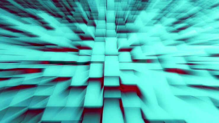 Tiles Cubes Loop 4K - Background Colorful Light Ray Red Bluegreen - View 02