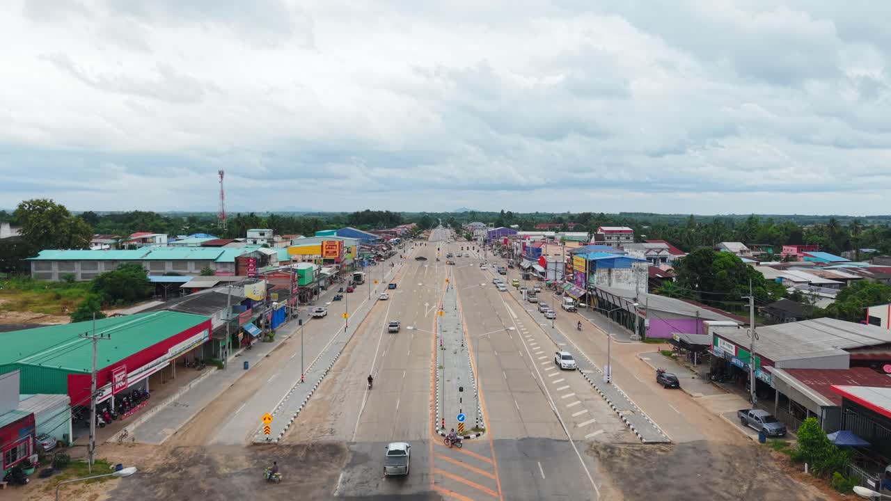 Aerial View of a Town and Road