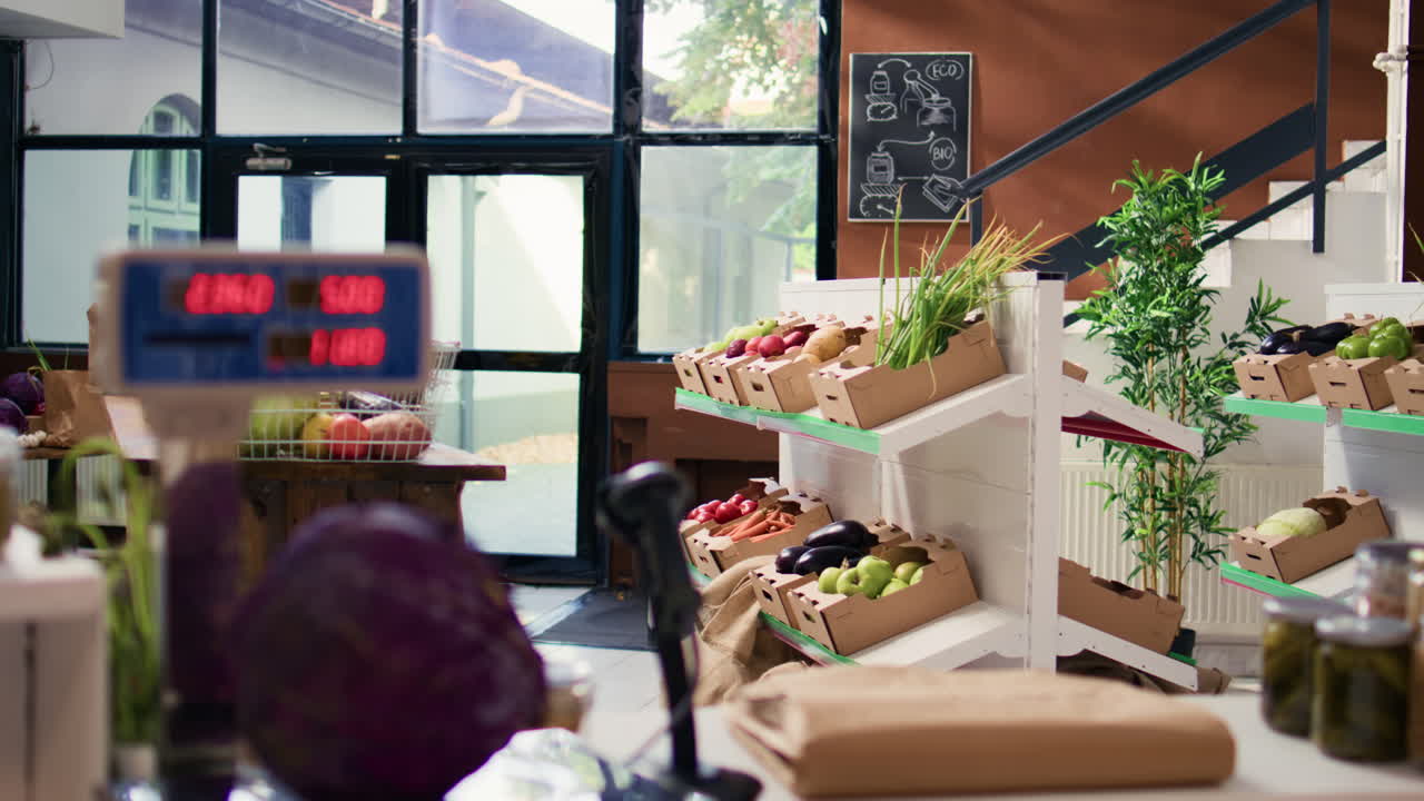 환경 친화적 인 상점 에 있는 전자 척도