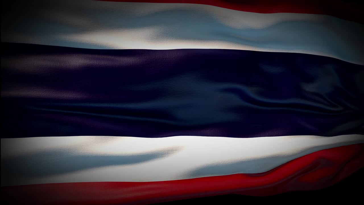 анимация флаг таиланда размахивает бесперебойной петлей. флаг тайланда, размахивающий на ветру. реалистичный 4k национальный флаг таилана вблизи.