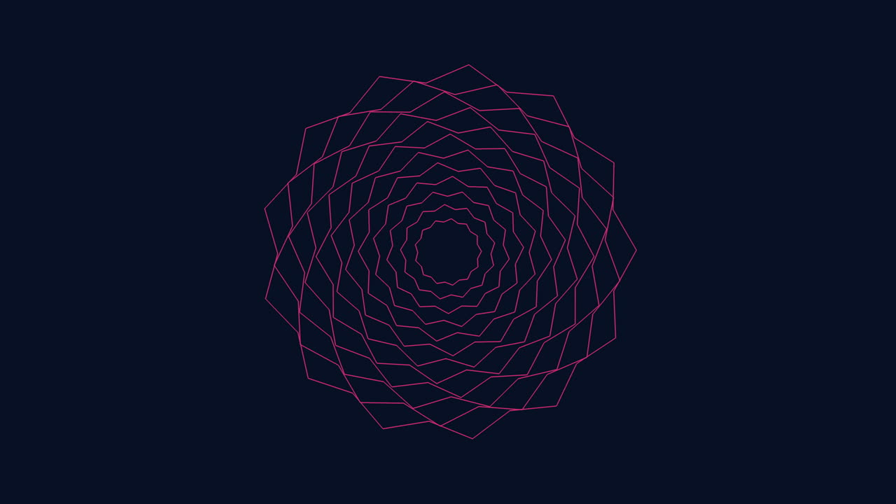 Spiraling pink lines on dark blue background