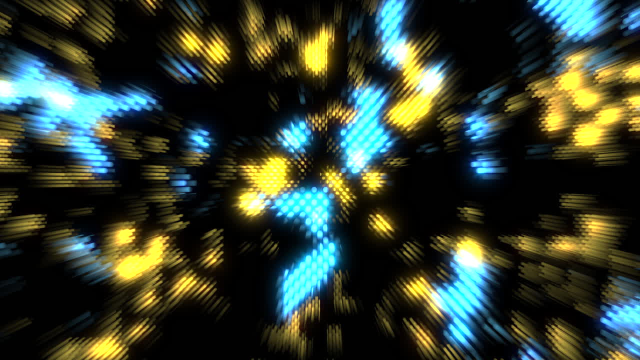 Punti geometrici digitali con glitch su schermo di computer