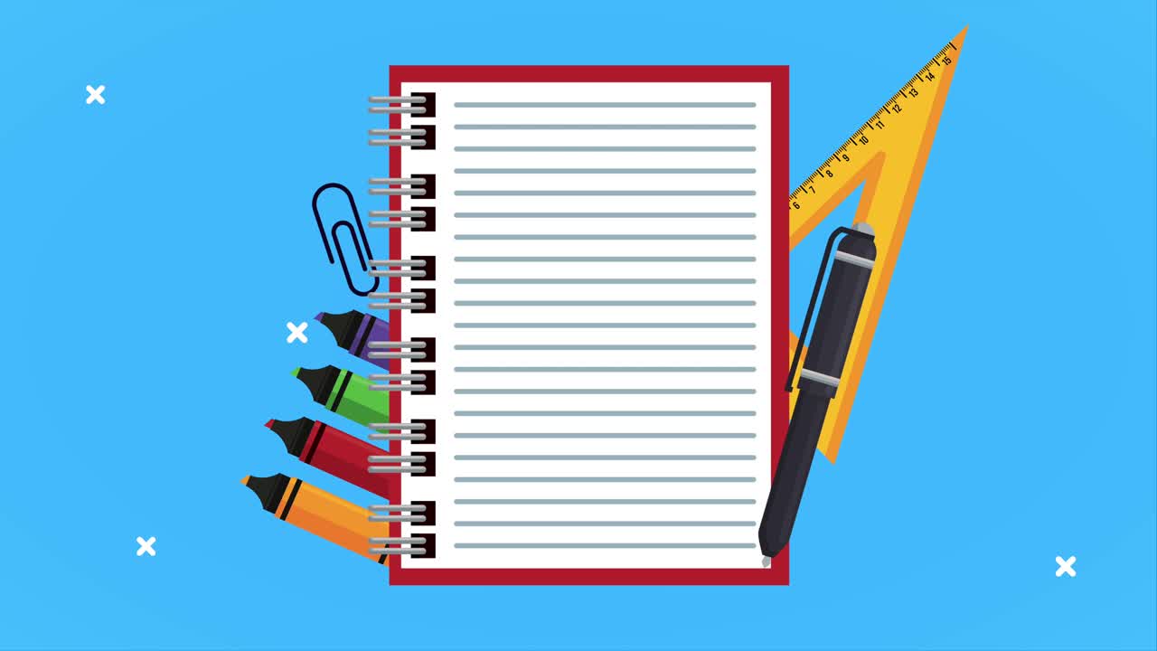 back to school animation with supplies