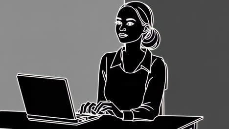 professional woman working on laptop illustration