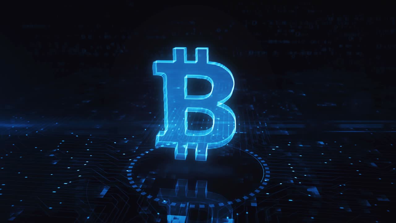 Bitcoin blockchain crypto currency symbol cyber concept