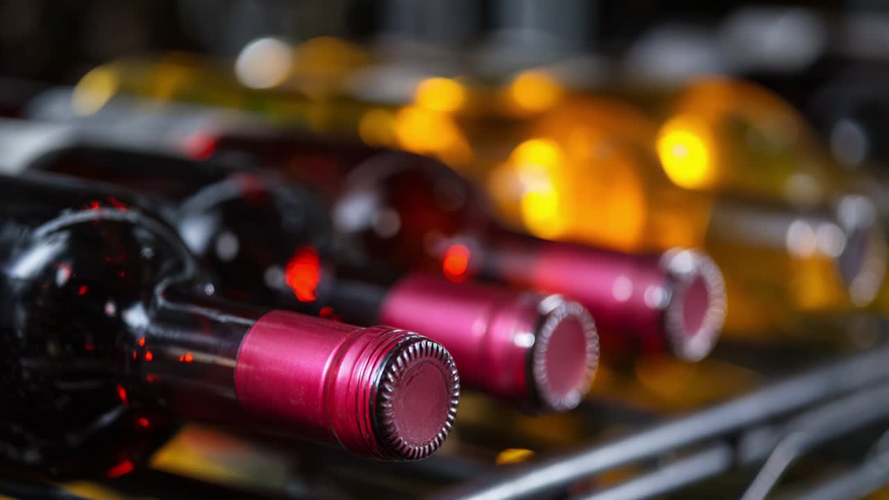 Bottiglie di vino su una rastrelliera