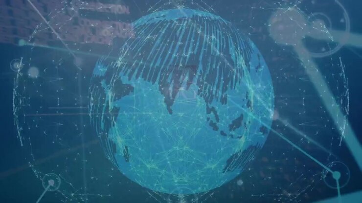 Animation of data processing over globe