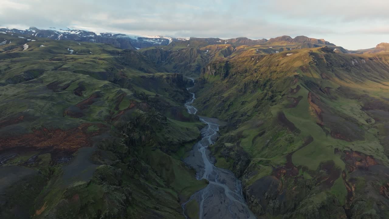 Aerial View of a Stunning Canyon and River in Iceland