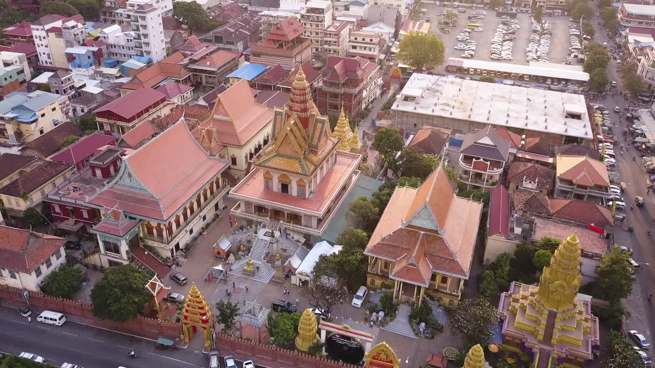 4k 드론 영상 캄보디아 프놈펜 왕궁