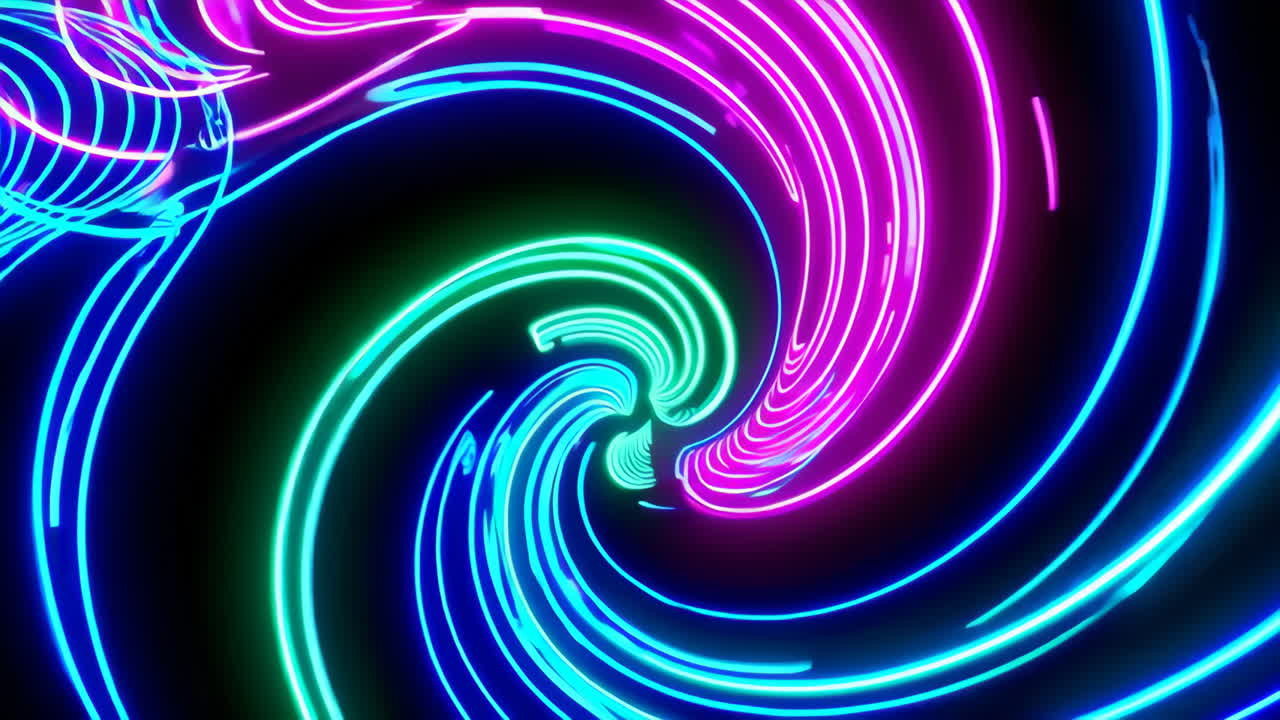 Abstract Neon Spiral Patterns