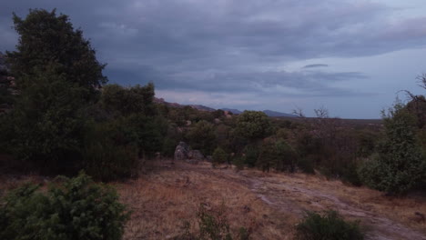 Exploration-shot-of-the-landscape-at-La-Pedriza,-Sierra-de-Guadarrama