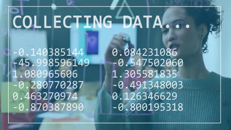recopilación de datos de animación sobre personas que escriben en tableros transparentes en la oficina