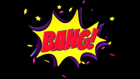 bang comic text and speech balloon animation, with alpha matte, loop