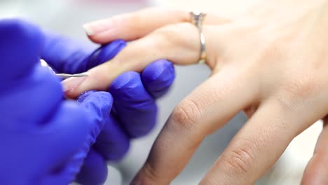 manicure done by a professional manicurist in slow motion